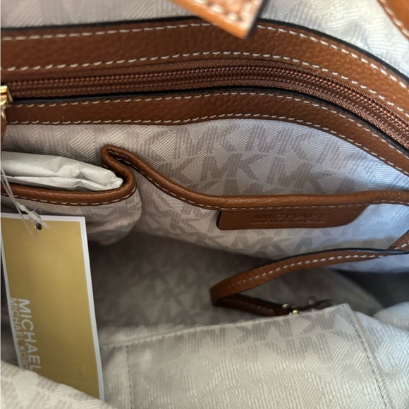 Michael Kors NWT Marina Signature Print Denim & Leather Drawstring Bucket Bag - Picture 6 of 13